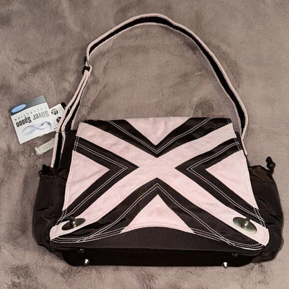 NWT Kalencom Silver Spoon Hannah's Messenger Diaper Bag Pink and Brown - Picture 1 of 12